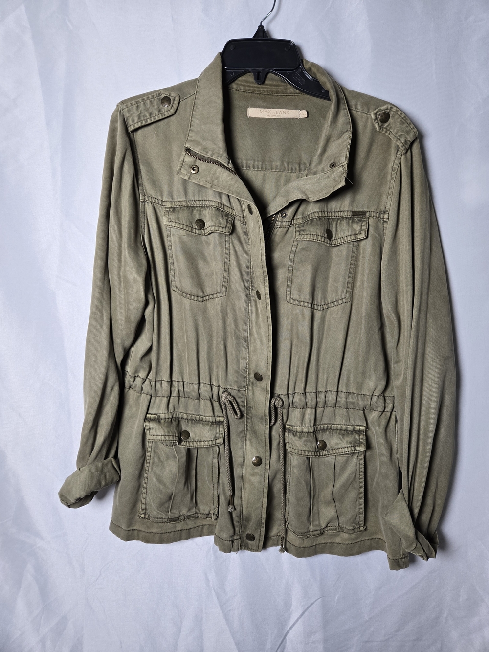 Max Jeans Olive Utility Drawstring Jacket
